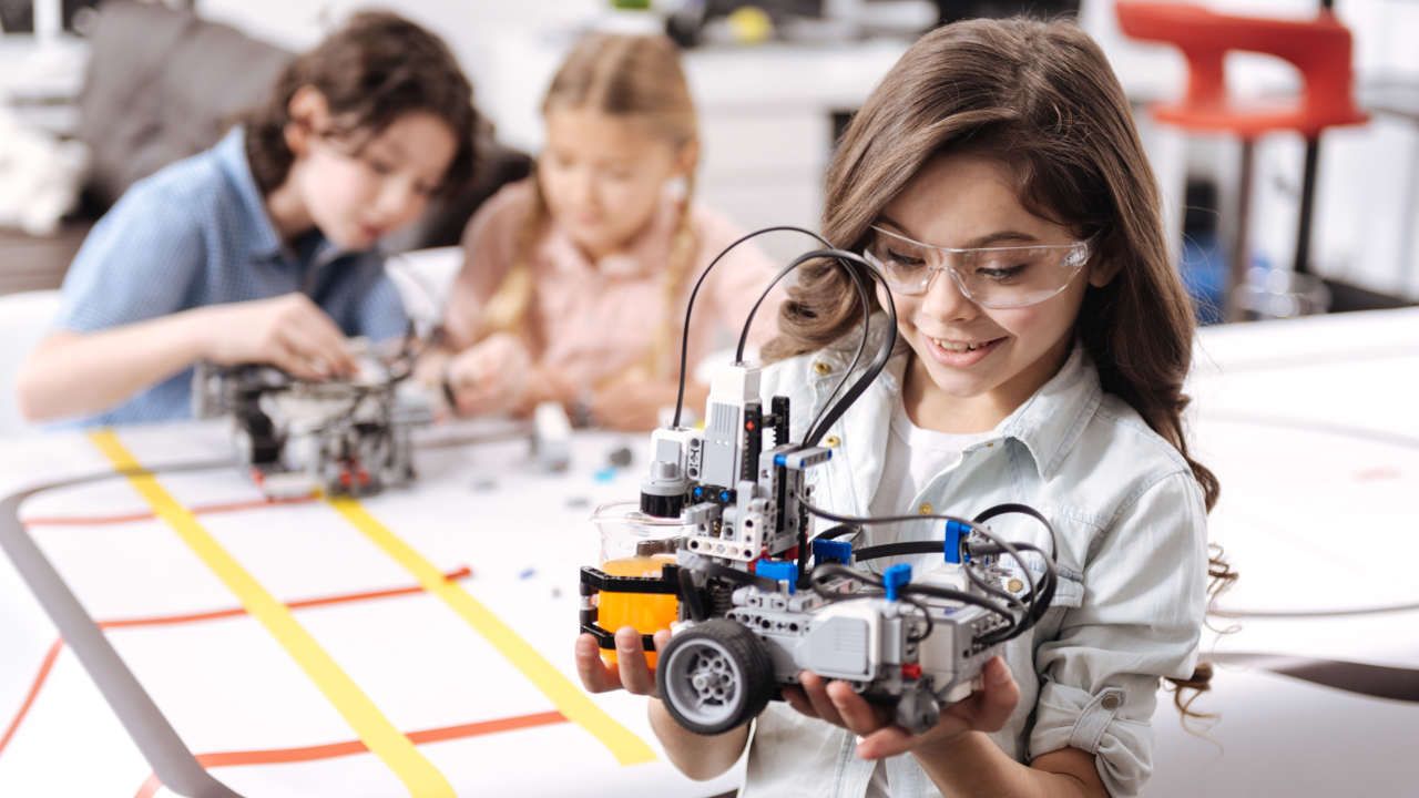 Students at a robotics competition